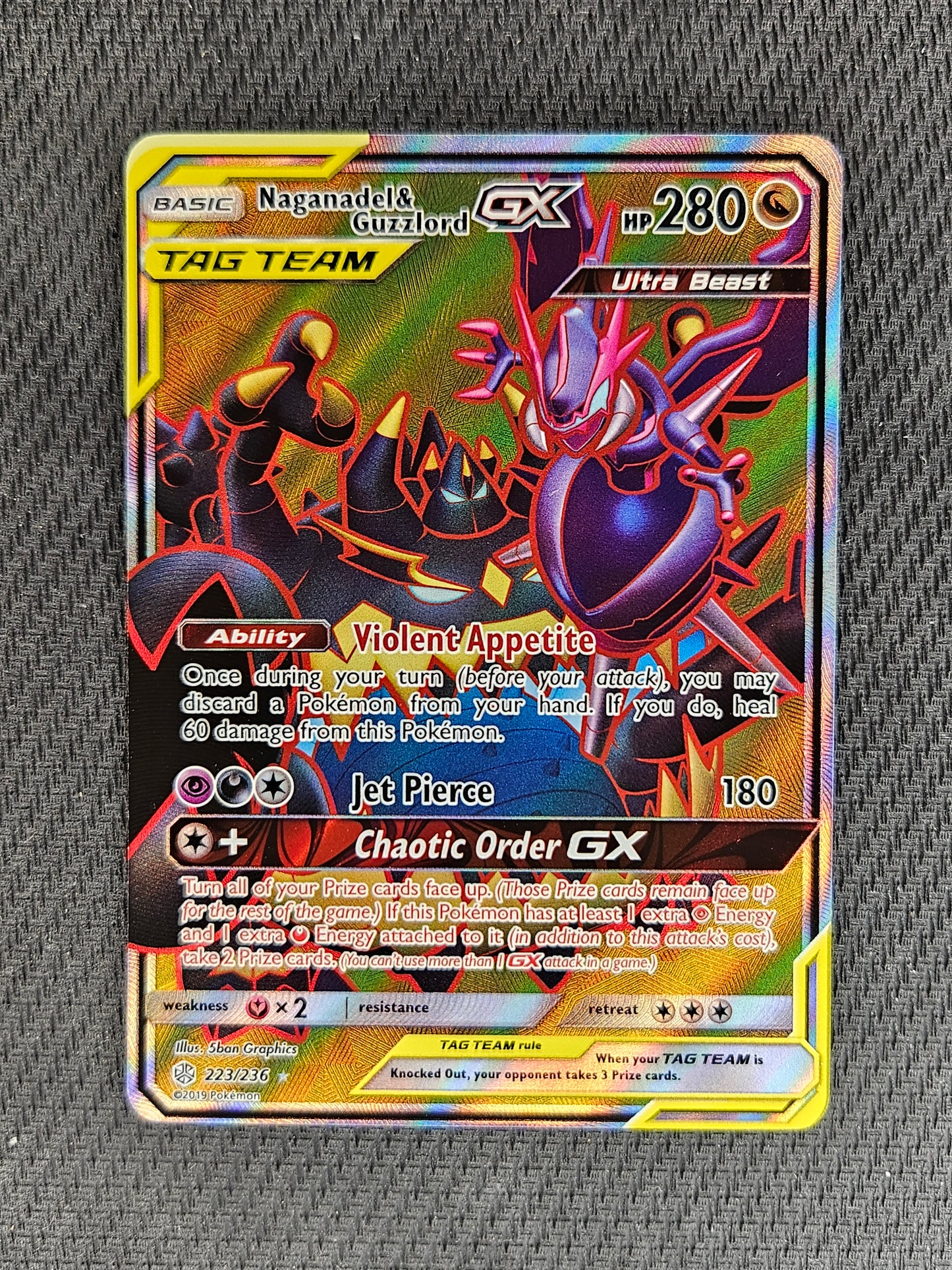 2019 Pokemon SM Cosmic Eclipse 223/236 Naganadel & Guzzlord GX Full Ar ...