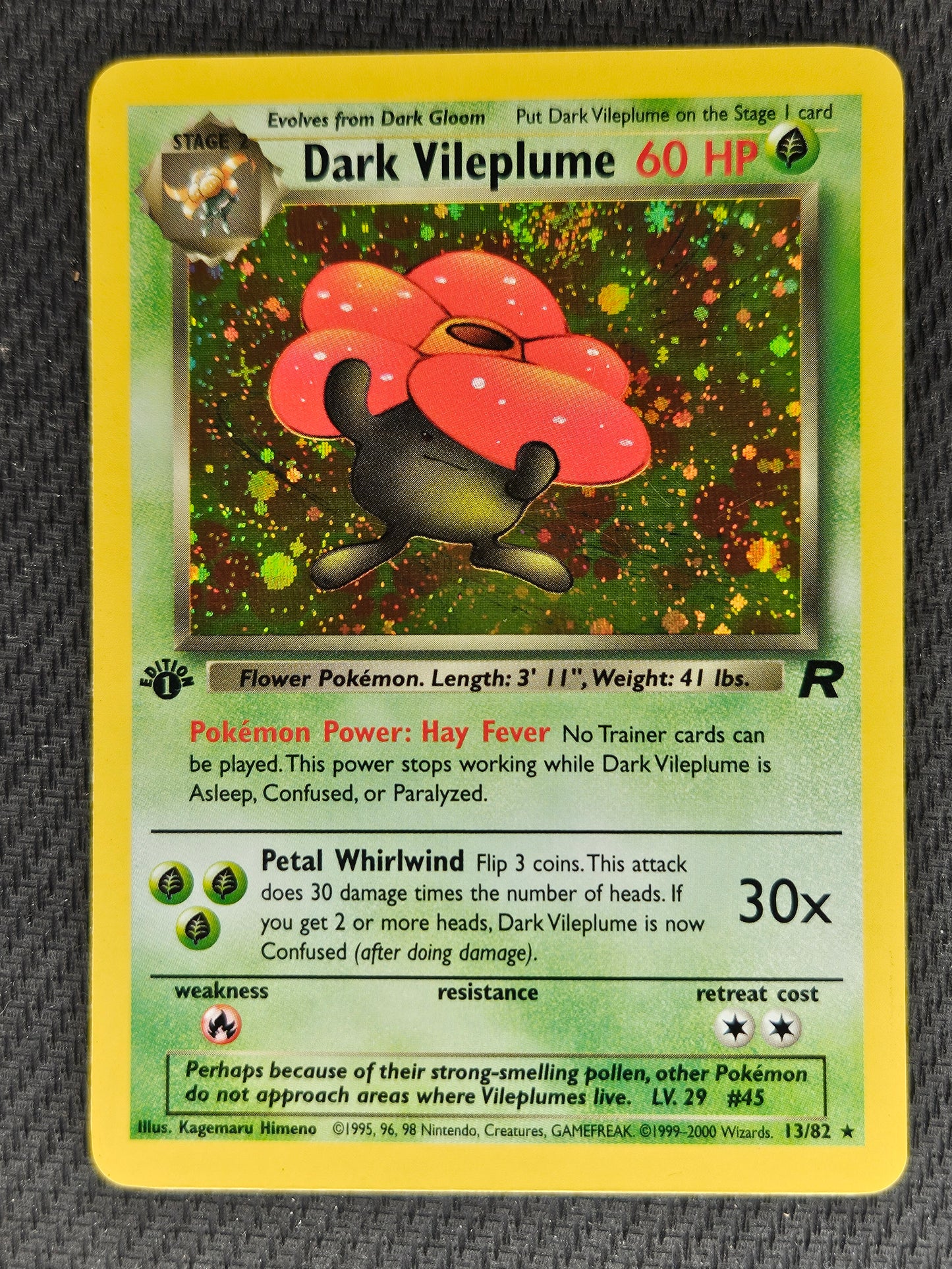 2000 Pokemon Team Rocket 13/82 Dark Vileplume  Holo 1st Edition