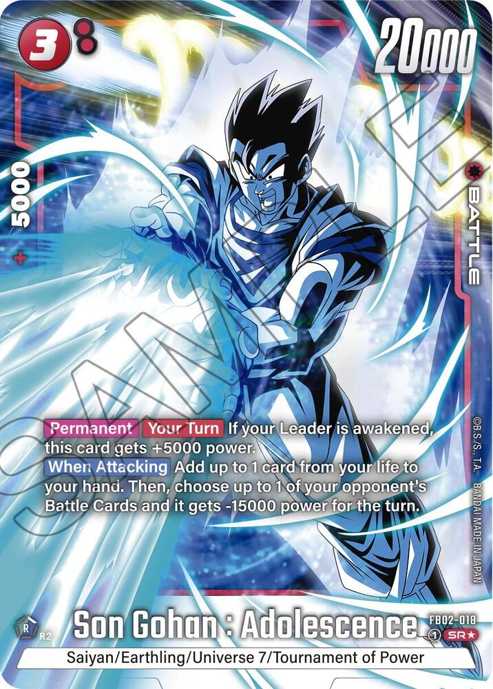 Son Gohan Adolescence FB02 018 Alternate Art FB02-018 (Blazing Aura)  - Holofoil