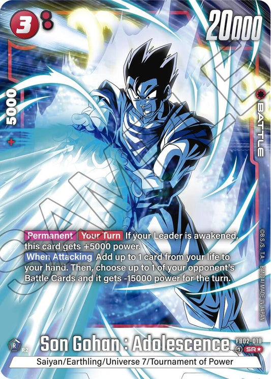 Son Gohan Adolescence FB02 018 Alternate Art FB02-018 (Blazing Aura)  - Holofoil