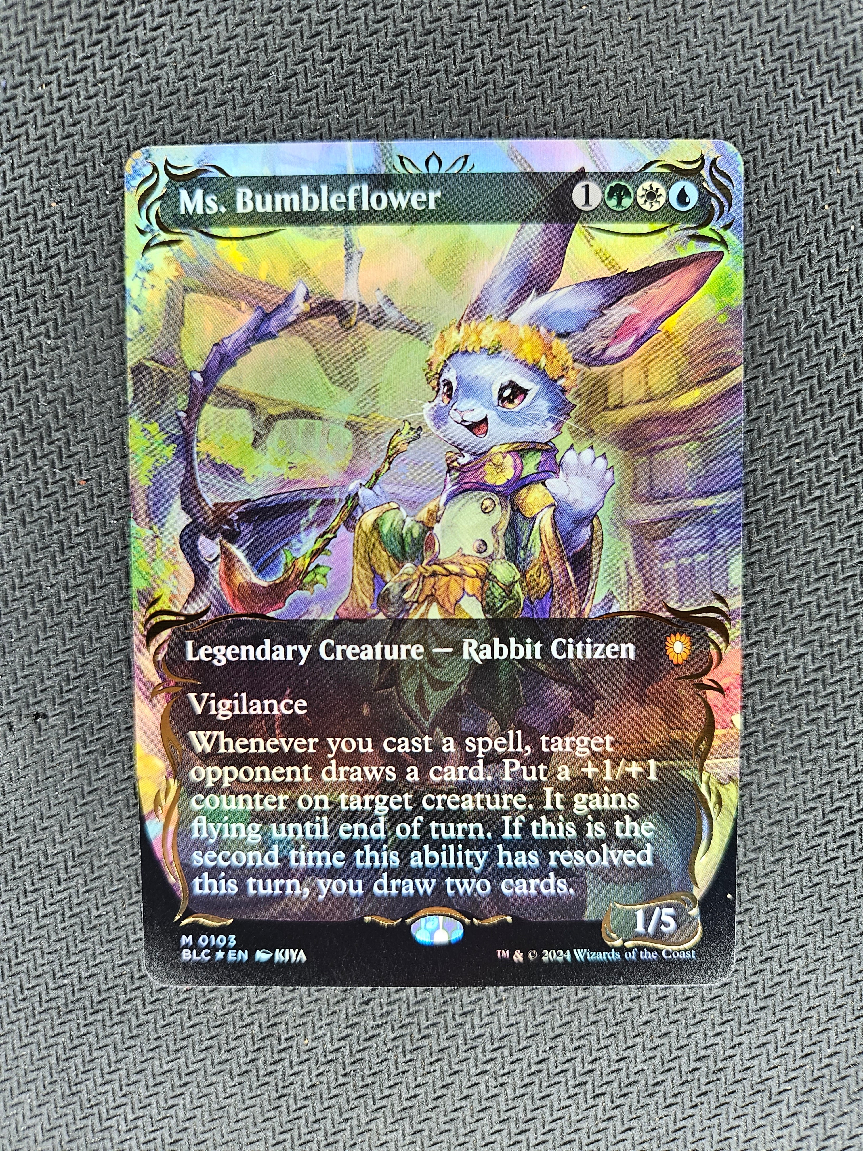 2024 Magic MTG Bloomburrow 0103 Ms. Bumbleflower Borderless Raised Foi 2024 Magic MTG Bloomburrow 0103 Ms. Bumbleflower Borderless Raised Foi