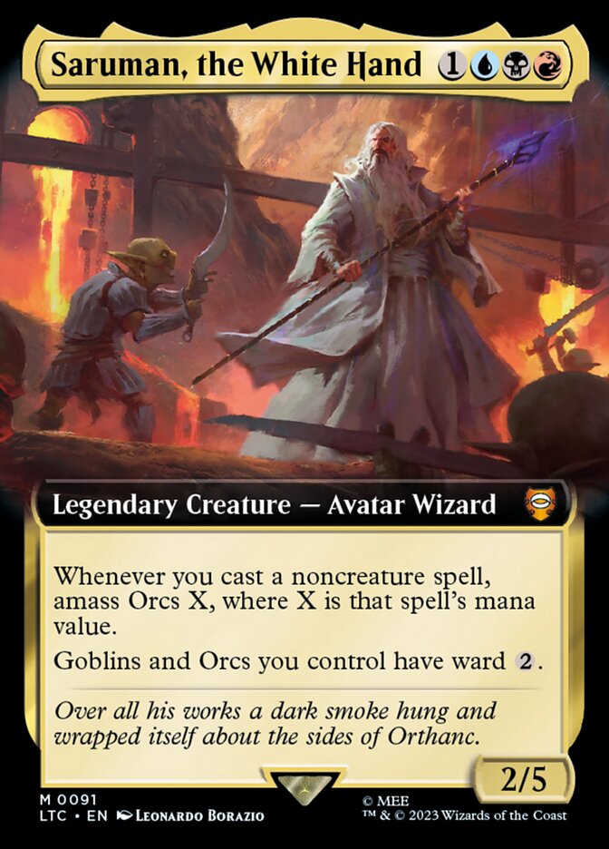 Saruman, the White Hand 91 (Commander: The Lord of the Rings: Tales of Middle-earth)  - Extended Art Foil