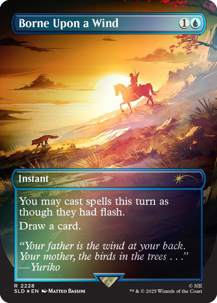 Borne Upon a Wind 2228 (Secret Lair Drop Series)  - Borderless Rainbow Foil