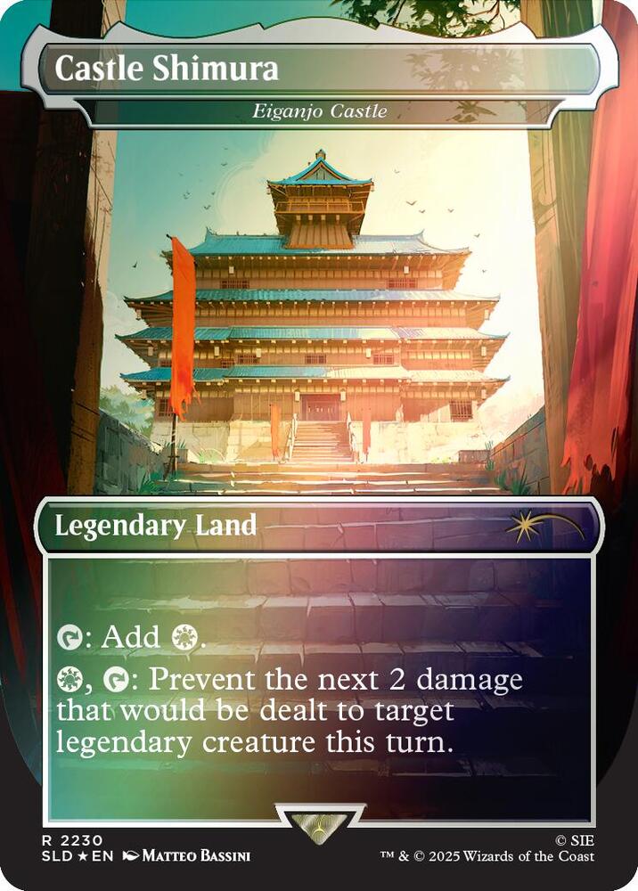 Castle Shimura // Eiganjo Castle 2230 (Secret Lair Drop Series)  - Borderless Rainbow Foil