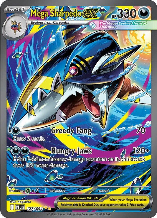 Mega Sharpedo ex 127/094 (ME02: Phantasmal Flames)  - Holofoil