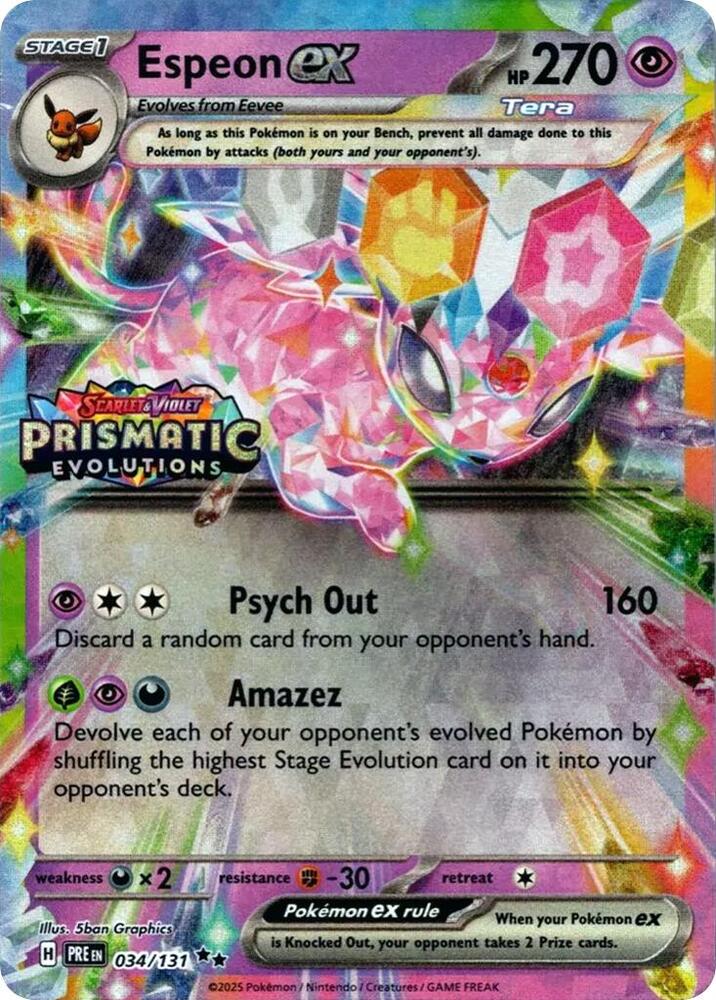 Espeon ex Prismatic Evolutions Stamp 034/131 (Miscellaneous Cards & Products)  - Holofoil
