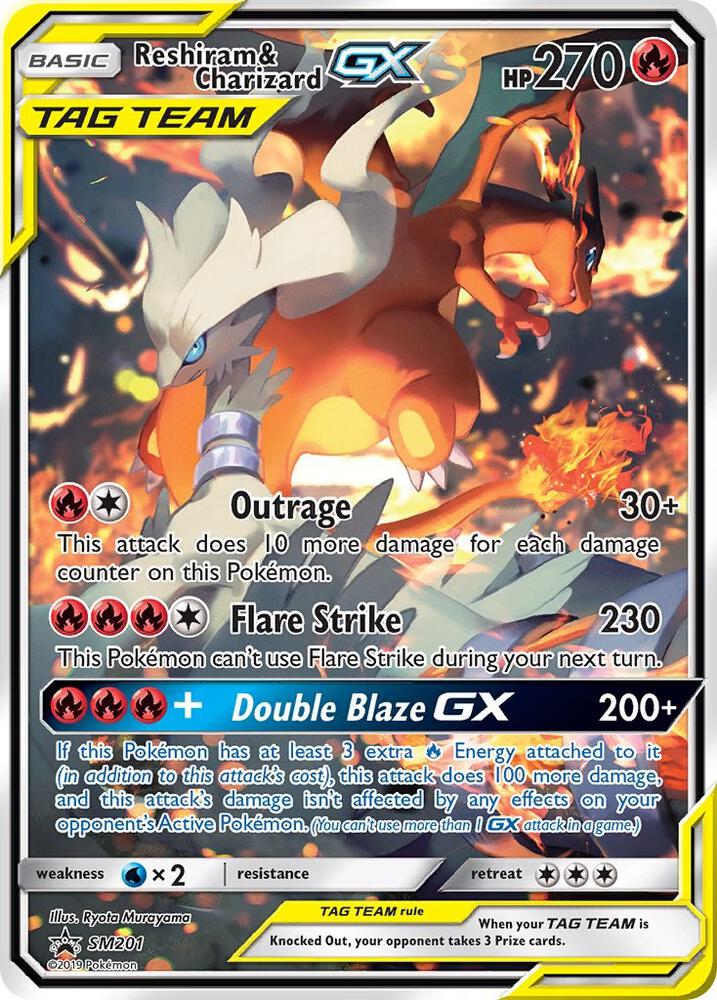 Reshiram and Charizard GX SM201 (SM Promos)  - Holofoil