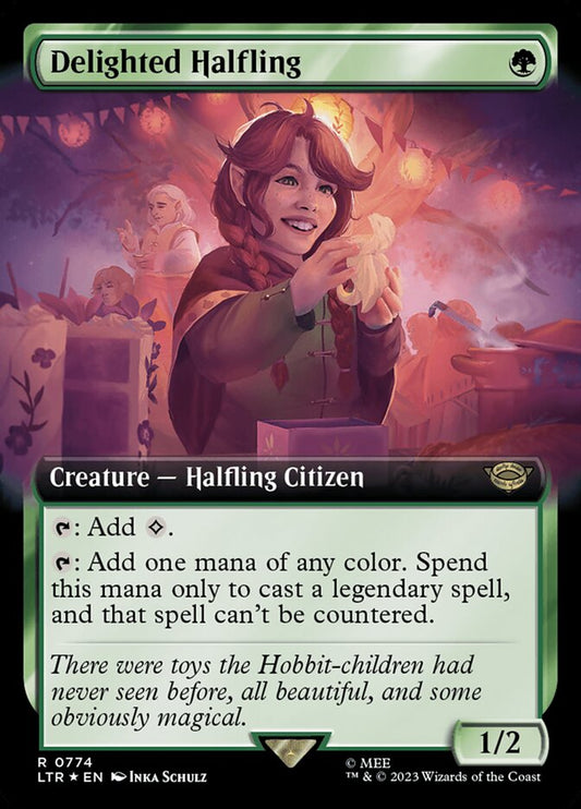 Delighted Halfling 774/281 (Universes Beyond: The Lord of the Rings: Tales of Middle-earth)  - Extended Art Surge Foil