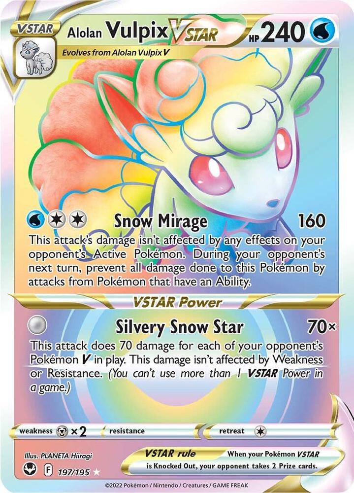 Alolan Vulpix VSTAR Secret 197/195 (SWSH12: Silver Tempest)  - Holofoil