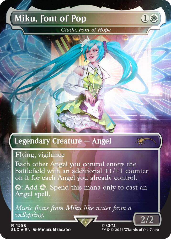 Miku, Font of Pop // Giada, Font of Hope 1586 (Secret Lair Drop Series)  - Borderless Rainbow Foil