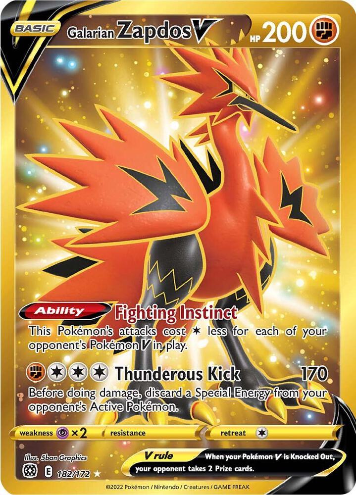 Galarian Zapdos V Secret 182/172 (SWSH09: Brilliant Stars)  - Holofoil