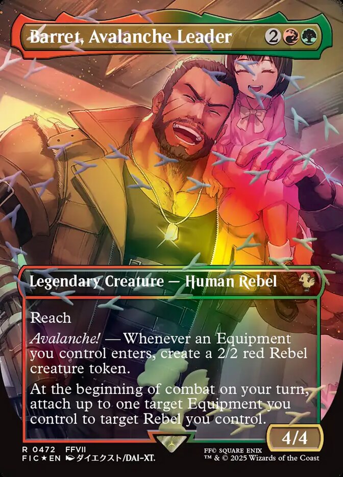Barret, Avalanche Leader 472 (Commander: FINAL FANTASY)  - Borderless Chocobo Track Foil