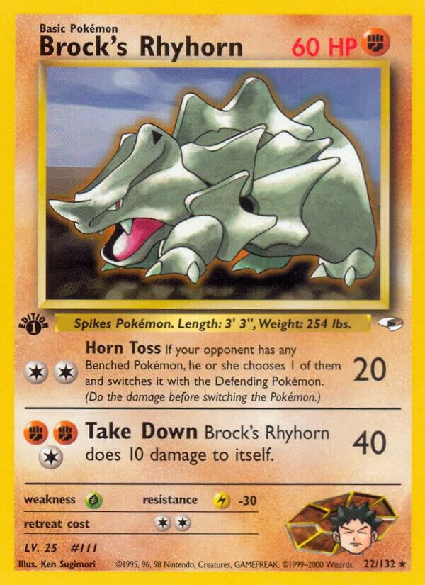 Brock's Rhyhorn 022/132 (Gym Heroes)  - 1st Edition