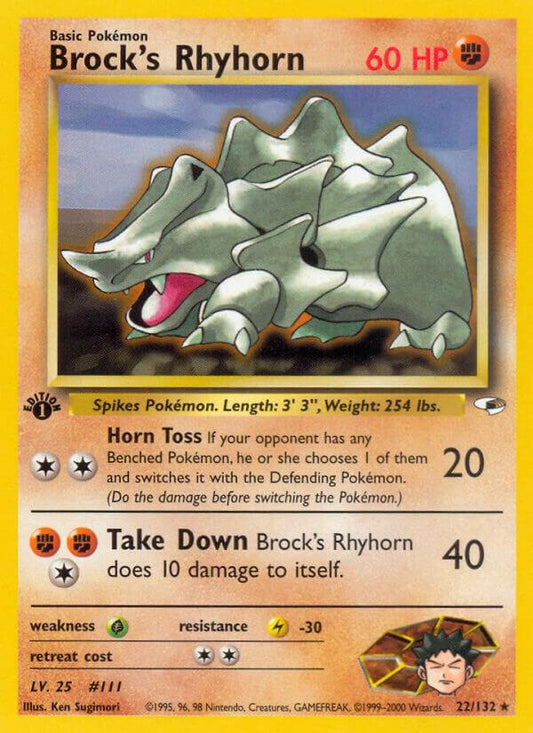 Brock's Rhyhorn 022/132 (Gym Heroes)  - 1st Edition