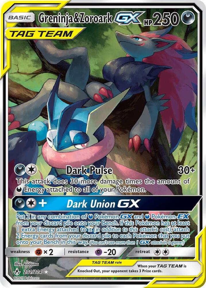 Greninja & Zoroark GX 201/214 (SM - Unbroken Bonds)  - Holofoil