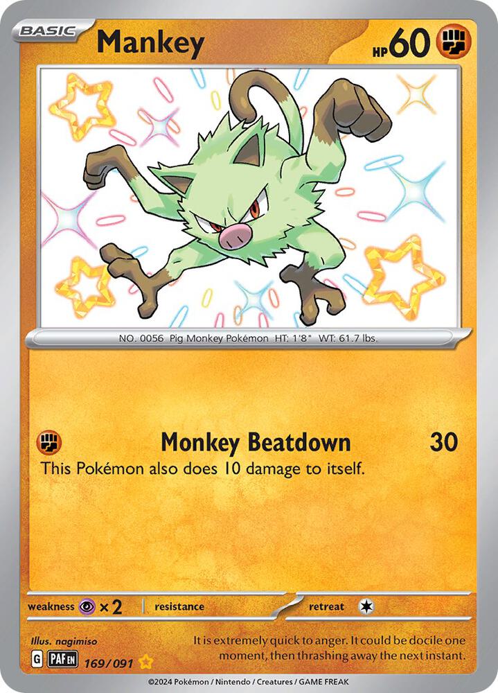 Mankey 169/091 (SV: Paldean Fates)  - Holofoil