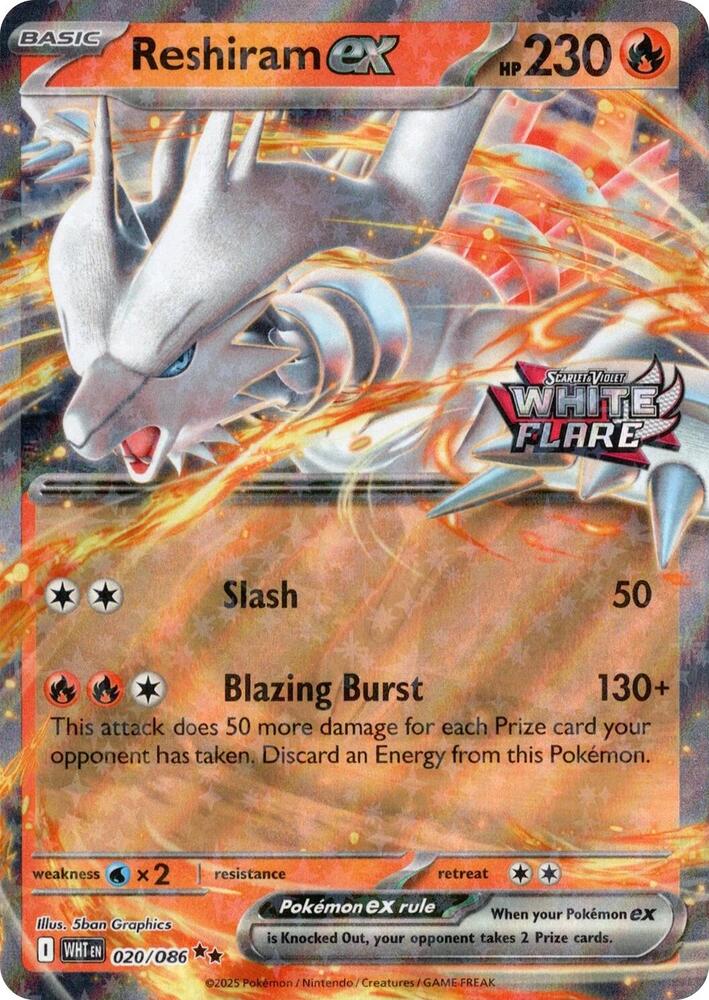 Reshiram ex White Flare Stamped 020/086 (Miscellaneous Cards & Products)  - Holofoil