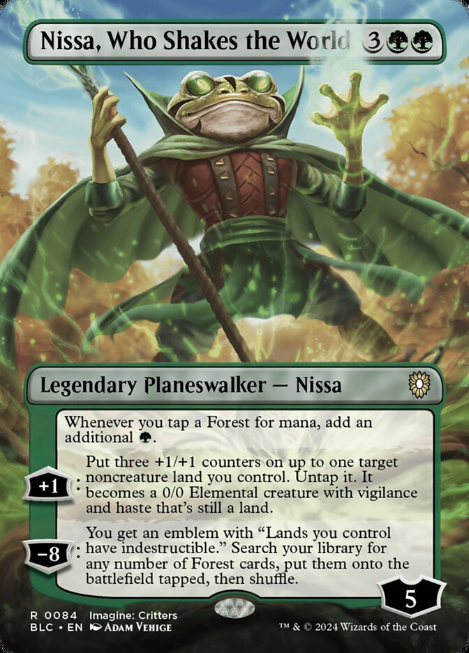 Nissa, Who Shakes the World 84 (Commander: Bloomburrow)  - Borderless Foil