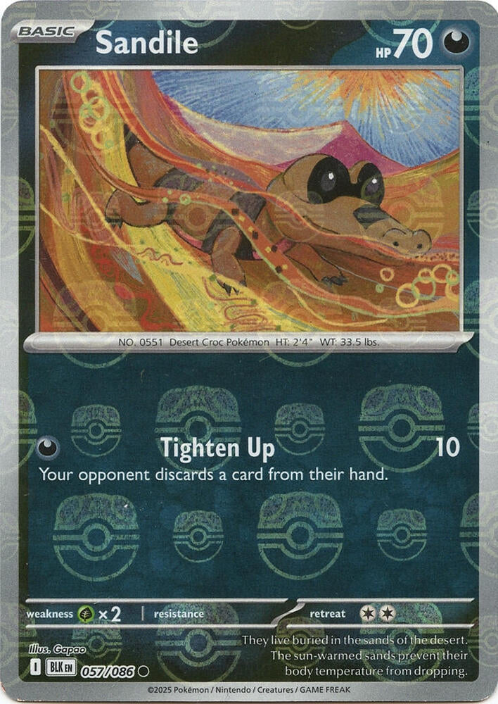 Sandile 057/086 (SV: Black Bolt)  - Master Ball Holofoil