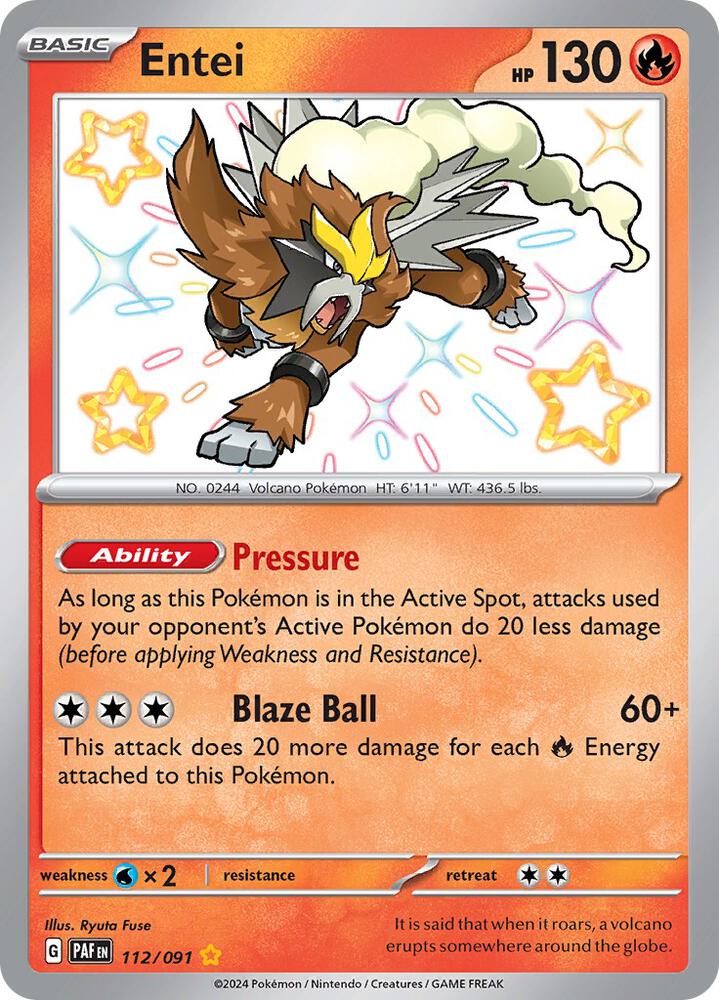 Entei 112/091 (SV: Paldean Fates)  - Holofoil