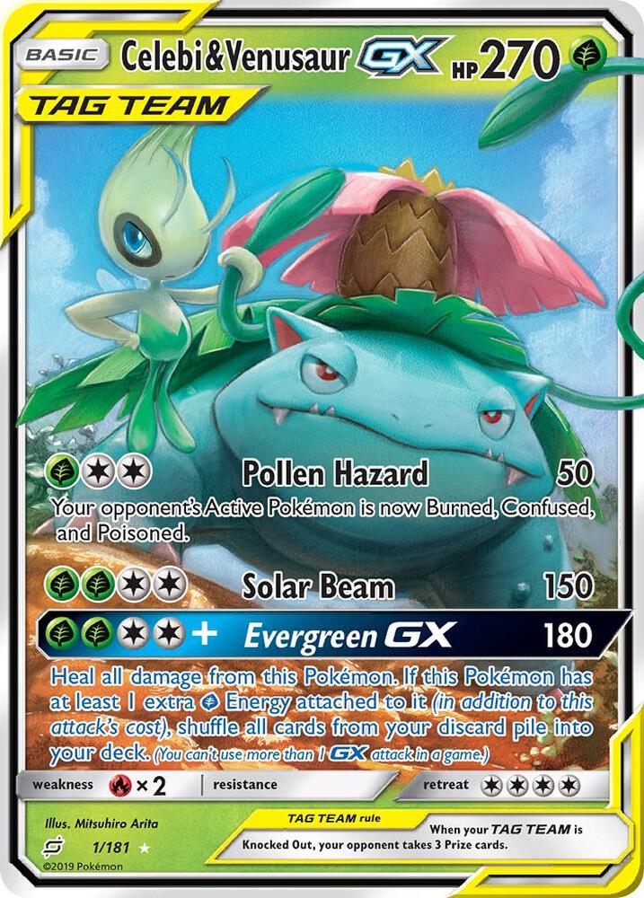 Celebi and Venusaur GX 1/181 (SM - Team Up)  - Holofoil