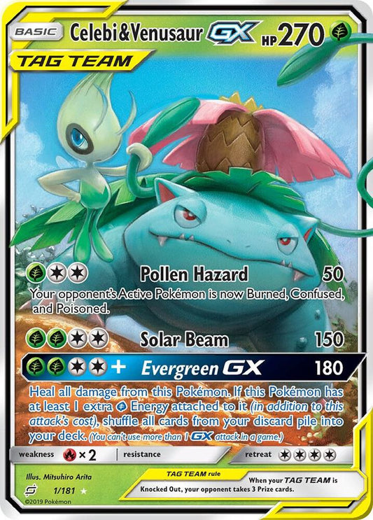 Celebi and Venusaur GX 1/181 (SM - Team Up)  - Holofoil
