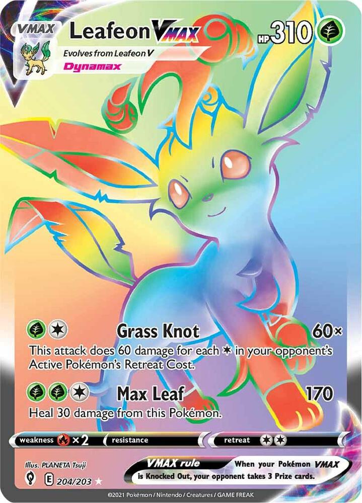 Leafeon VMAX Secret 204/203 (SWSH07: Evolving Skies)  - Holofoil