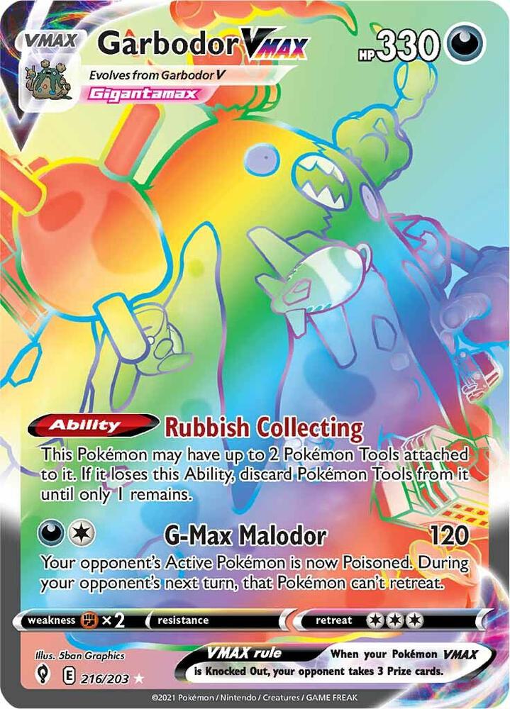 Garbodor VMAX Secret 216/203 (SWSH07: Evolving Skies)  - Holofoil