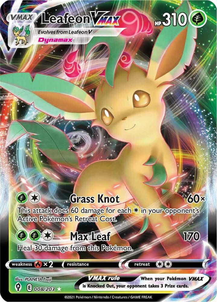 Leafeon VMAX 008/203 (SWSH07: Evolving Skies)  - Holofoil