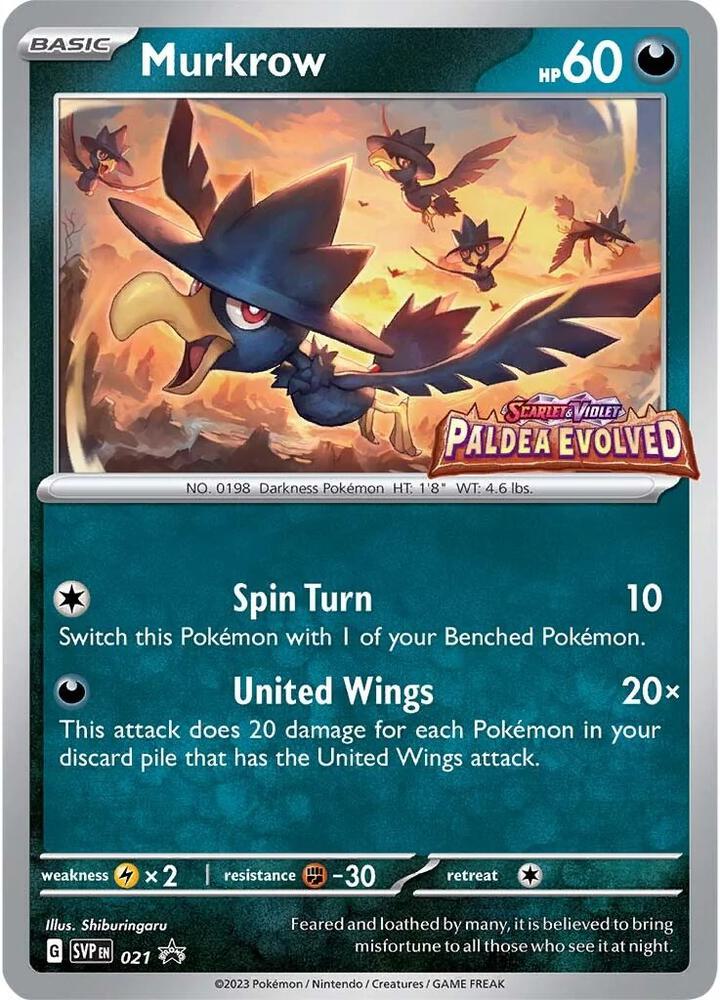 Murkrow Prerelease 021 (SV: Scarlet & Violet Promo Cards)  - Holofoil