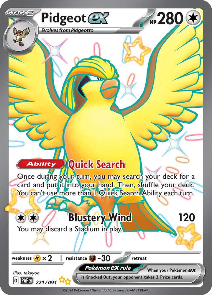 Pidgeot ex 221/091 (SV: Paldean Fates)  - Holofoil