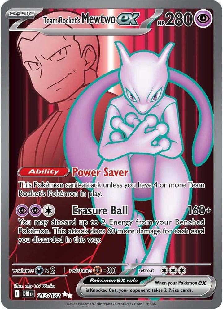 Team Rocket's Mewtwo ex 213/182 (SV10: Destined Rivals)  - Holofoil