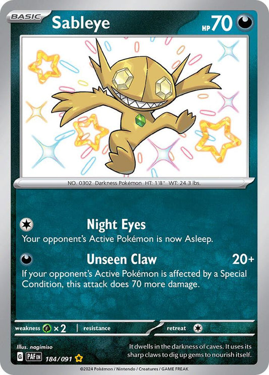 Sableye 184/091 (SV: Paldean Fates)  - Holofoil