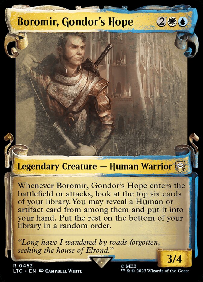 Boromir Gondors Hope Showcase Scrolls 452 (Commander: The Lord of the Rings: Tales of Middle-earth)  - Showcase Scroll Foil
