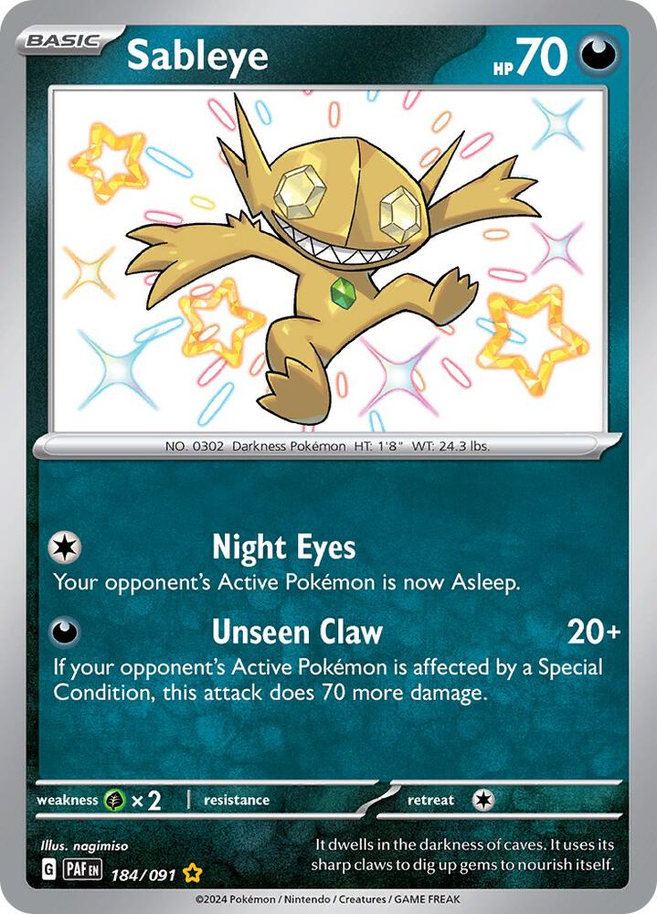 Sableye 184/091 (SV: Paldean Fates)  - Holofoil