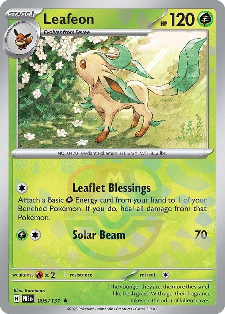 Leafeon 005/131 (SV: Prismatic Evolutions)  - Master Ball Holofoil