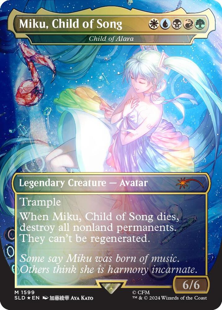 Miku, Child of Song // Child of Alara 1599 (Secret Lair Drop Series)  - Borderless Rainbow Foil