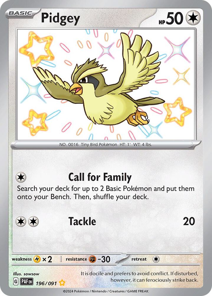 Pidgey 196/091 (SV: Paldean Fates)  - Holofoil