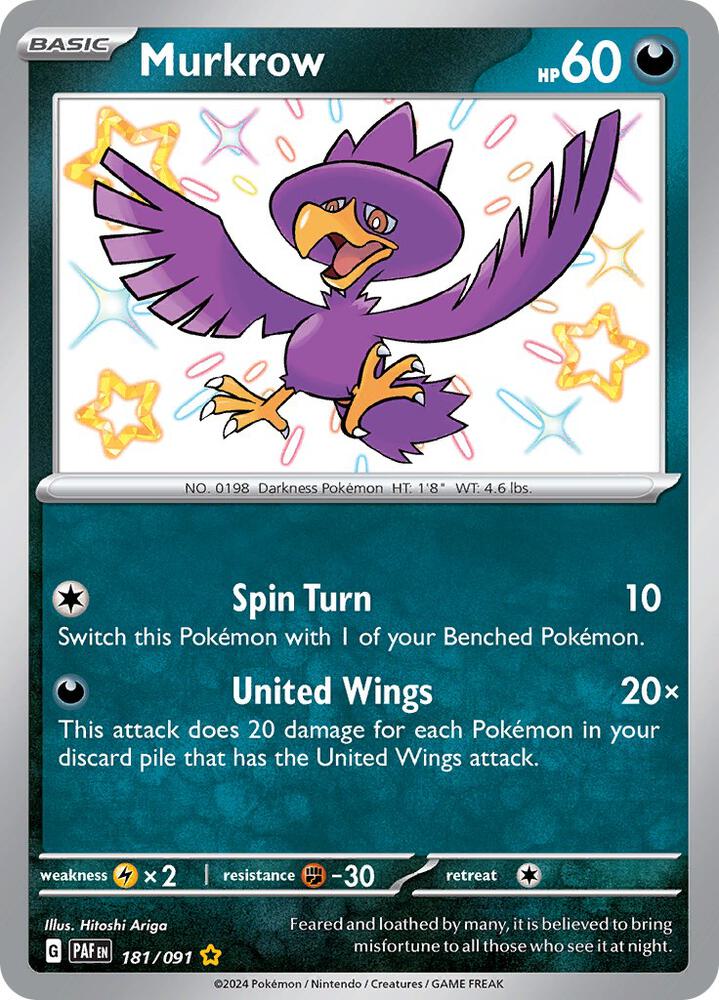 Murkrow 181/091 (SV: Paldean Fates)  - Holofoil