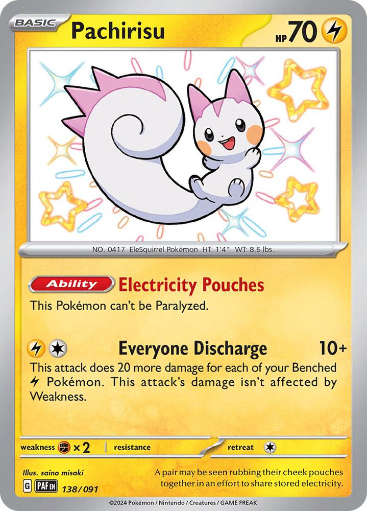 Pachirisu 138/091 (SV: Paldean Fates)  - Holofoil