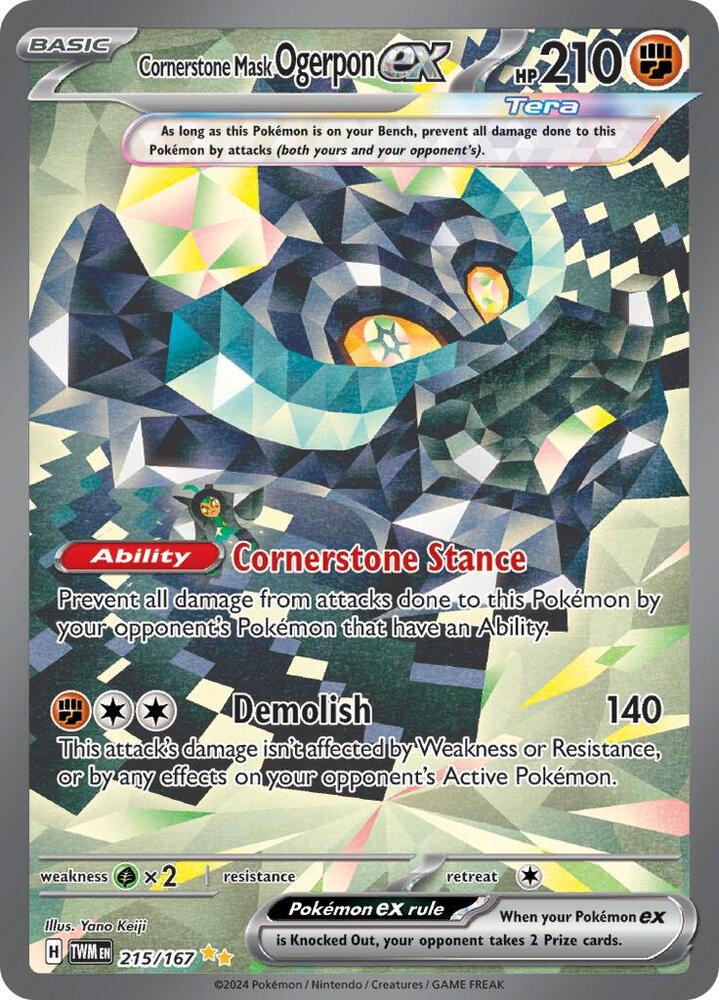 Cornerstone Mask Ogerpon ex 215/167 (SV06: Twilight Masquerade)  - Holofoil