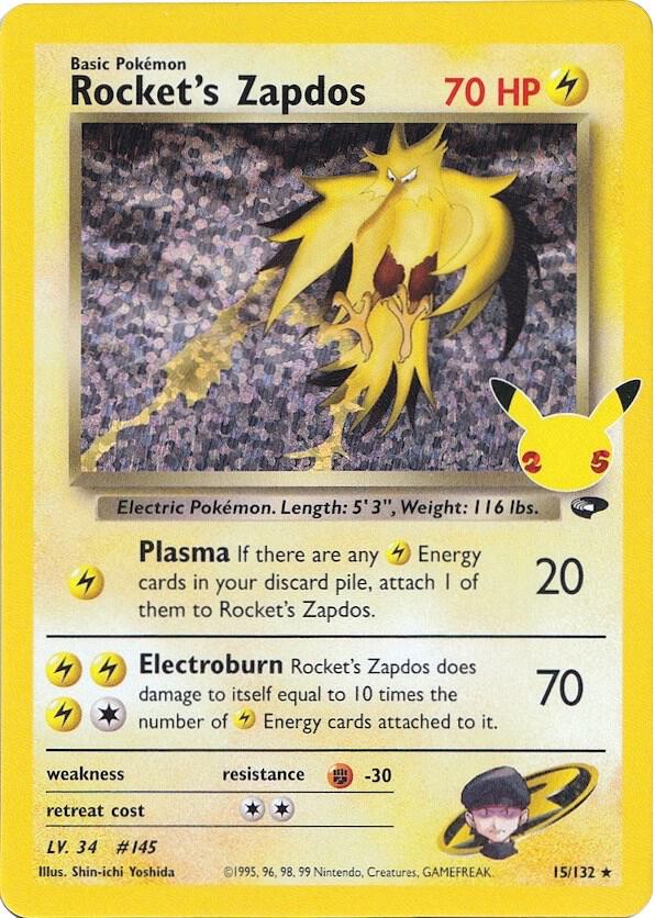 Rocket's Zapdos 15/132 (Celebrations: Classic Collection)  - Holofoil