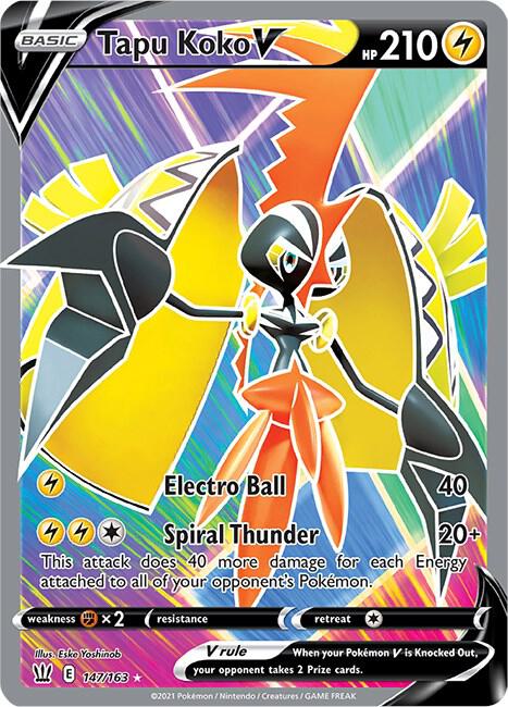 Tapu Koko V 147/163 (SWSH05: Battle Styles)  - Holofoil