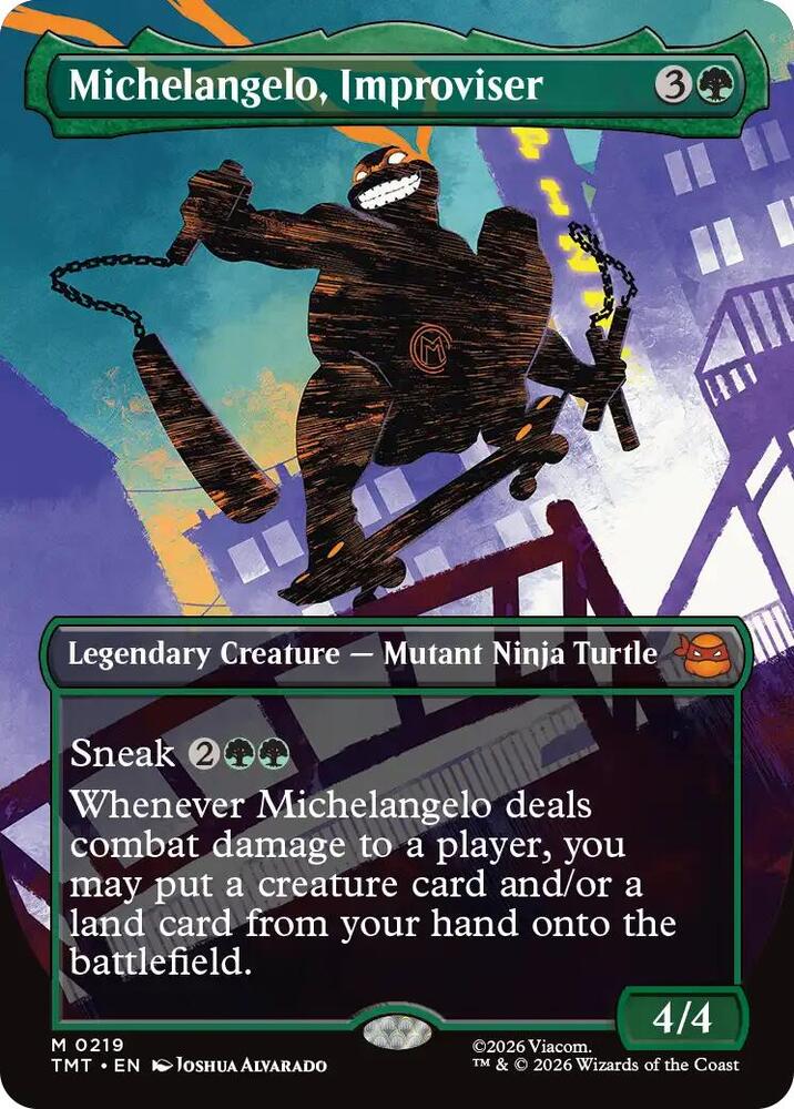 Michelangelo, Improviser 219/190 (Teenage Mutant Ninja Turtles)  - Borderless Foil