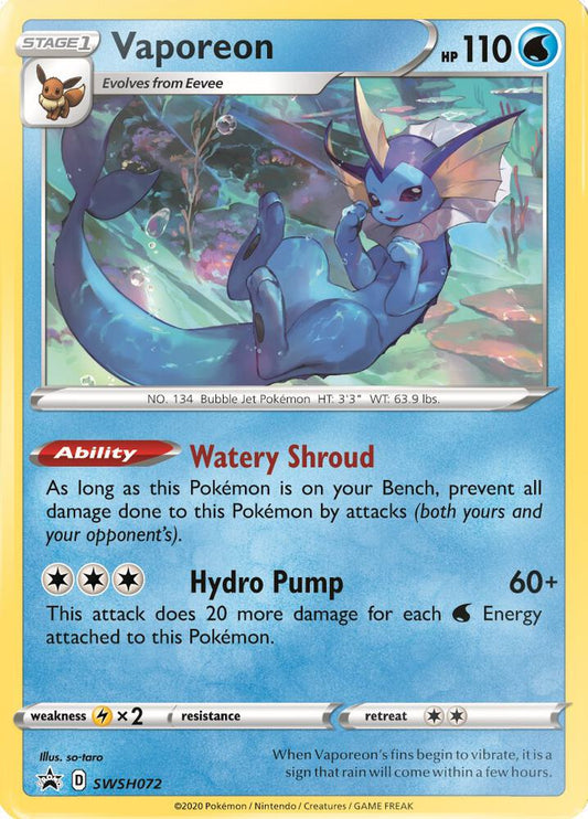 Vaporeon SWSH072 (SWSH: Sword & Shield Promo Cards)  - Holofoil