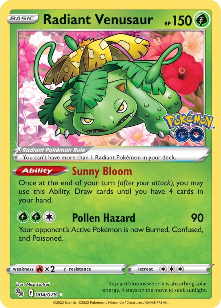 Radiant Venusaur 004/078 (Pokemon GO)  - Holofoil