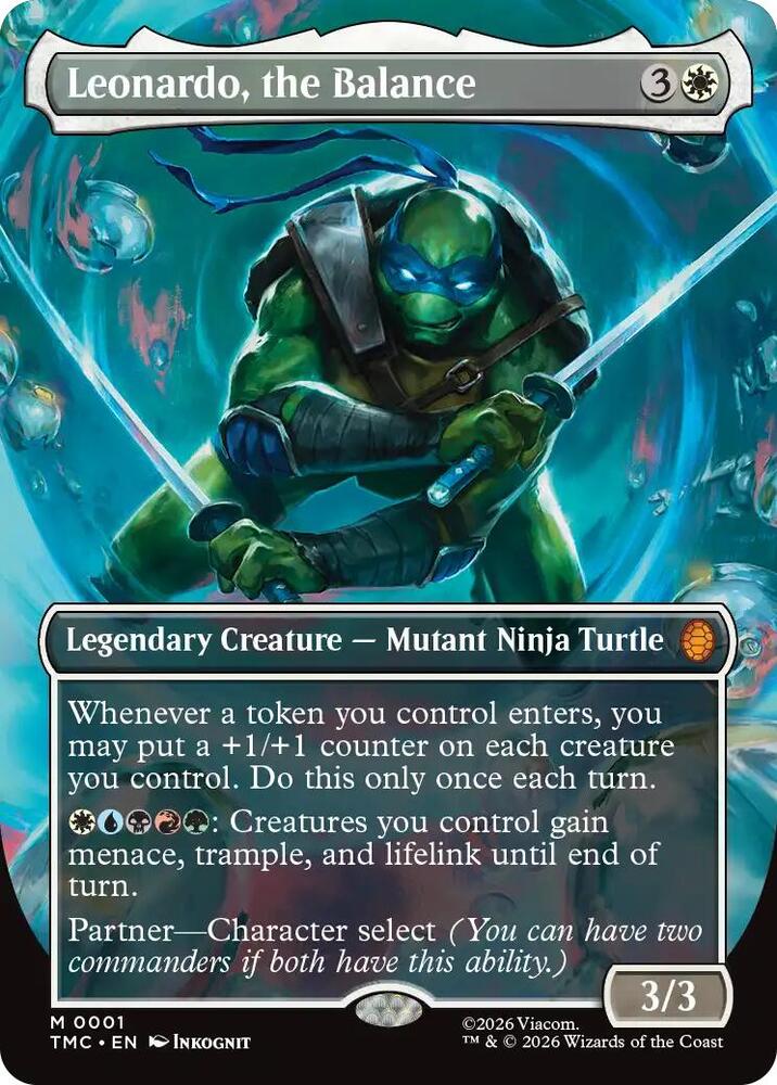 Leonardo the Balance 0001 Borderless 1 (Commander: Teenage Mutant Ninja Turtles)  - Foil