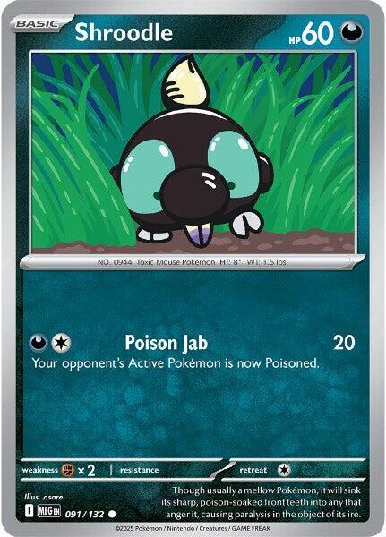 Shroodle 091/132 (ME01: Mega Evolution)  - Reverse Holofoil