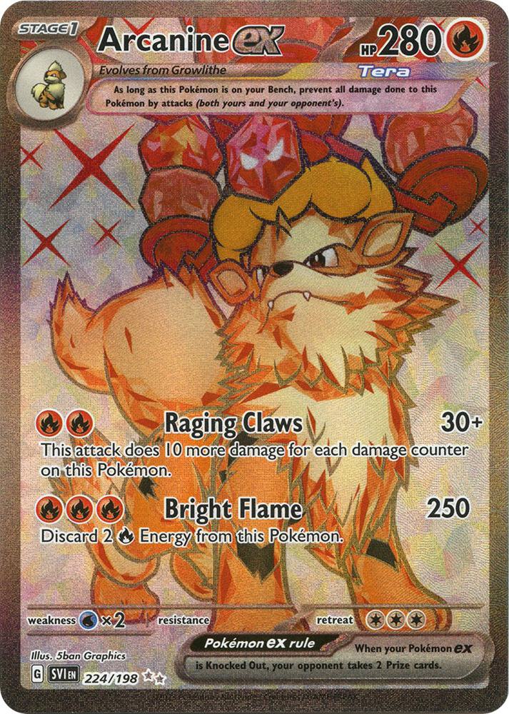 Arcanine ex 224/198 (SV01: Scarlet & Violet Base Set)  - Holofoil
