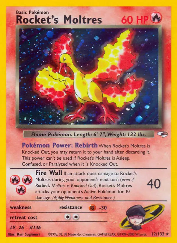 Rocket's Moltres 012/132 (Gym Heroes)  - Unlimited Holofoil